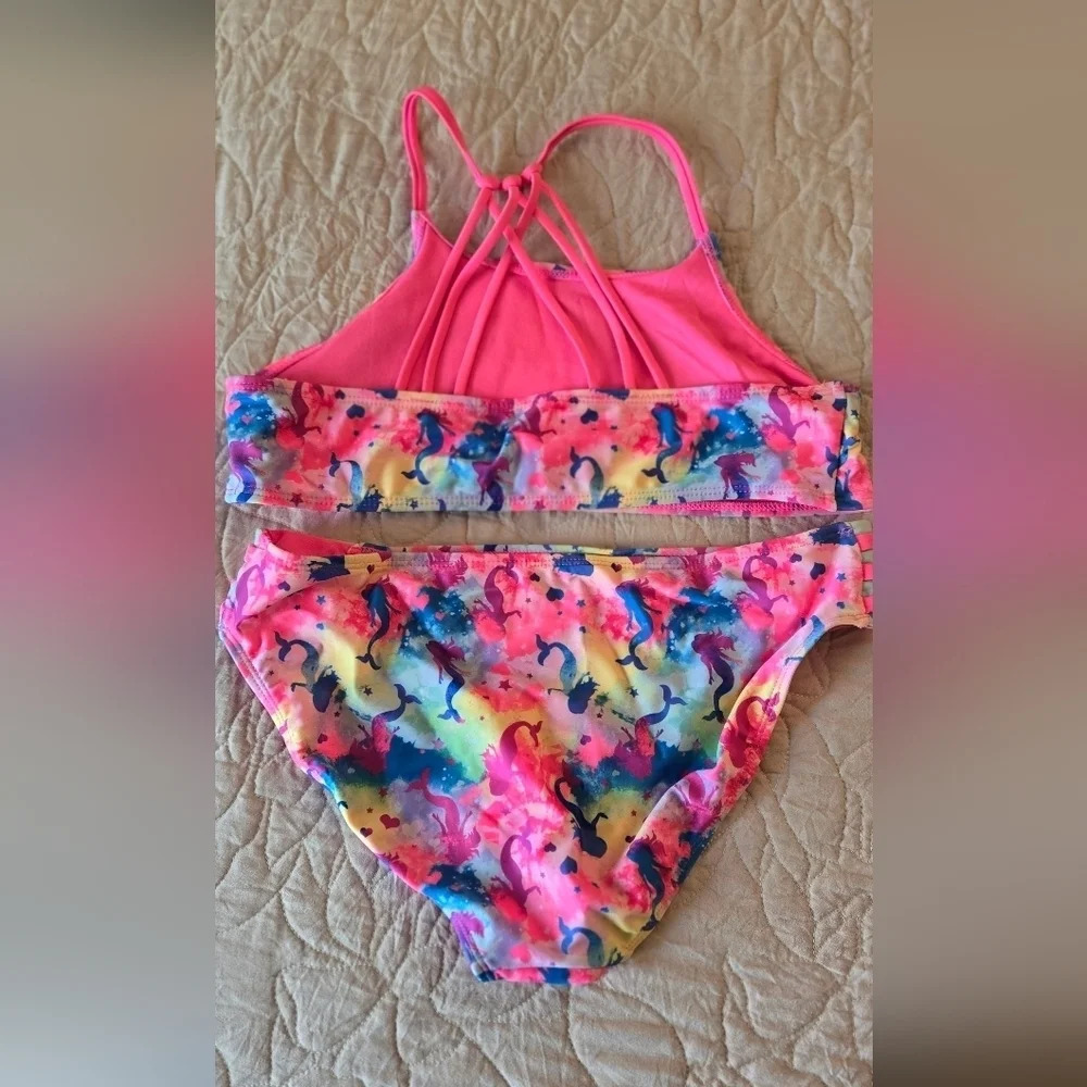 💚💥3/$15💥- Wonder Nation Neon Tye Dye Mermaid Two Piece Bikini Bathing Suit - Picture 4 of 5